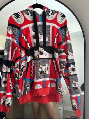 Dolce & Gabbana Red White Graphic Logo Pullover Hoodie